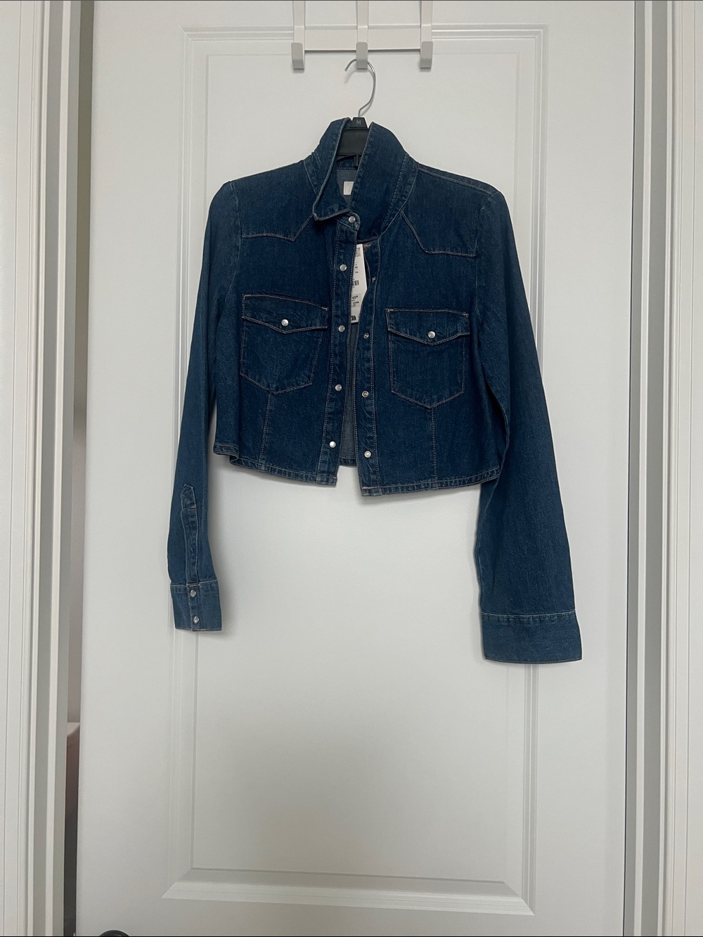 Zara Dark Blue Denim Cropped Jacket
